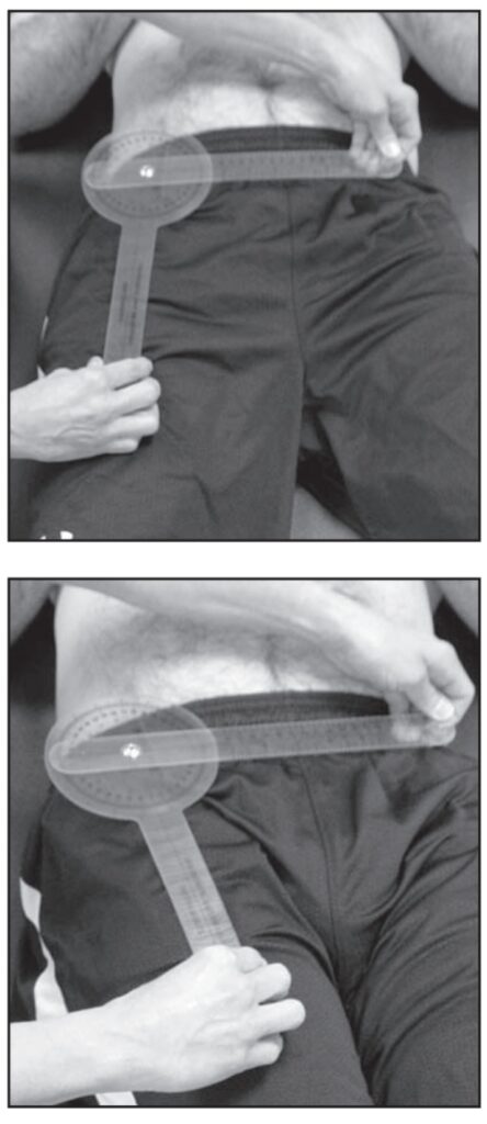 Goniometry of hip adduction