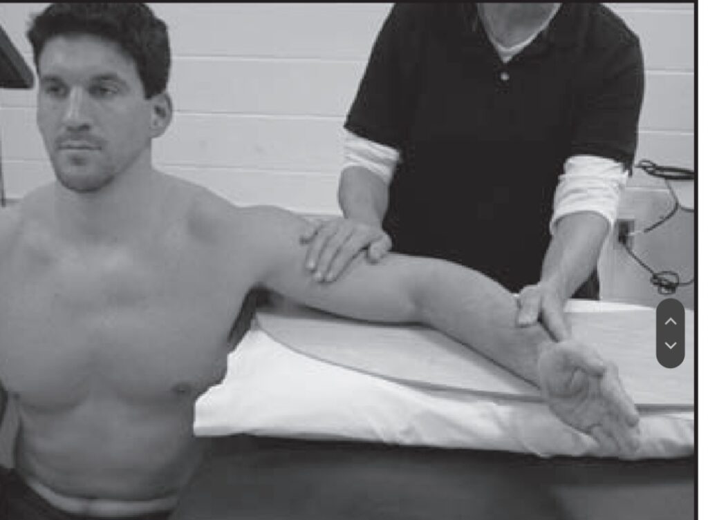 MMT of Elbow flexion Grades 2/5 to −2/5